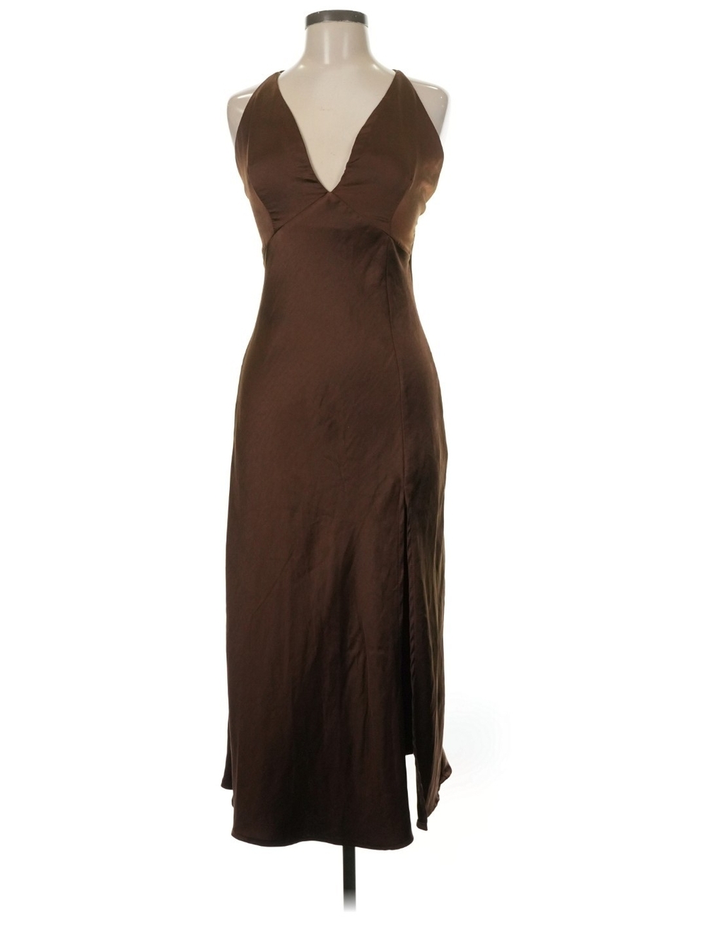 Hello Molly Satin Brown Slip Dress